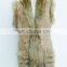 rabbit fur body and raccoon fur trimming sleeveless coats for women