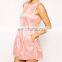 2016 hot selling wholesale one piece women pink playsuit with floral sheer layer