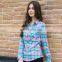2017 Latest Design 100% Cotton Beautiful Mixedcolor Plaid t Shirt Blouse for Young Women