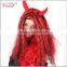 cheap halloween curly ox horn red weave hair