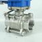 irrigation miniature  actuator small gas stainless steel 304 3pcs ball valve electric valve