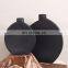New Arrival Black and White Modern Simple Flat Drum Bottle Ceramic Vase Porcelain Vase Pot Home Room Decoration Ornaments