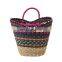 Hand-Woven Seagrass Small Market Bag, Multi Color Natural Beach Bag, Round Straw Summer basket 100% Nature