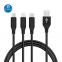 3-IN-1 USB Micro Type-C Charging Cable Nylon Metal Data Sync Cord