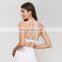 U Neck Sports Hollow Open Backless Gym Tops Custom Nylon Yoga Wears With Built In Bra