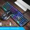 RGB LED Light Gaming Wired Keyboards Mouse Set Steampunk Real Mechanical Keyboard Mouse Combo