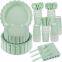 Wholesale 25-Guest Lace Disposable Tableware Sets - Paper Plates, Cups for Birthday & Wedding