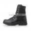 New high Black Genuine Leather Military Boots Rubber sole Cement Construction Half Ankle boots Duty and Military footwear