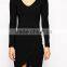 Spring/Autumn Ladies Black Long Sleeve Knitted Small Short Casual Dress