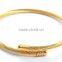 Gold Plated Mens Stainless Steel Twisted Cable Wire Cuff Bracelet Wholesale