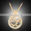 Cute Sweet Hollow Out Long Chain Necklace Heart Round Gold Plated Rhinestone Pendant Necklace for Women Jewelry Gifts