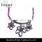 Diamond jewelry mix color woven rope with gun black alloy flower pendant necklace jewelry new arrival 2016