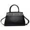 Simple design elegant women's high quality black genuine leather handbag