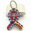 Colorful Ribbon Awareness Cancer Paracord Keychain Ribbon 4MM Paracord Keyring Paracord Lanyards