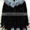 Mink fur coat with silver fox collar for women winter
