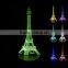 3D Optical Illusion Eiffel Tower Night Lamp Night Light 10 Colorful LEDs Ultra-thin Acrylic Light Panel AA Battery or DC 5V