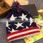 FREE Sample! wholesale knit hat with ball top UK flag hat