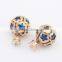 Sweet Design Earring Jewelry Hollow Wintersweet Contain Colorful Big Plated Pearl Double Sides Stud Earrings For Women