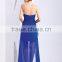 Sexy Backless off Shoulder Beaded See Through Blue Formal Dresses for Women