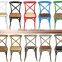 antique stackable colorful cross back wood chair