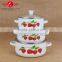 White enamel cooking pot with beautiful can custom decals