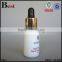  cosmetic packaging screen printing 10ml white glass dropper bottle with gold aluminum dropper for lotion essential oil