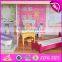 New design luxurious and attractive 34 furniture pieces girls wooden doll house toys W06A217