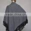 Leather Fringe Cashmere Poncho