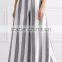 Wholesale Women Apparel Big Wide-leg Gray and White Striped Linen Pants(DQE0388P)