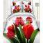 2016 new style 13372 40*40s reactive printed big 3D rose bedding sets