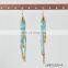 5 Nature Colours Glass Dangling Antic Gold Hoop Earrings