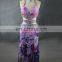 Spring in stock purple print chiffon long dress