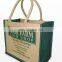 Wholesale customized logo handled jute gunny packaging bag/recyclable burlap sack