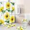 New arrival sunflower 4 piece bath rug microfiber memory foam bathroom mat set with shower curtain