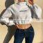 LAITE H2016 Autumn Women Sweatshirts Ladies High Collar Crop Top Sweatshirts Women Printed Clothing