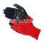 Cheap Black Red Nylon Nitrile Coated Daily Use Gloves Guante Nitrile Gloves