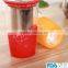 Newest glass tea cup with stainless steel strainer cover silicone sleeve glass cup