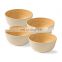 Eco Friendly Set of 4 Natural Organic Bamboo Round Bowl Large Chic Bamboo Fiber Bowls Wholesale Vietnam