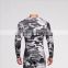 Polyester Spandex Long Sleeves Compression Shirt / Rash Guard with Camouflage design