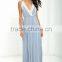 Fashion Design Slender Straps Light Blue Lace Insert Maxi Dress