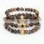 KJL-0009Hign Quality Brown Gem Bead Bracelets Natural Stone Skull Head Bracelet Elastic Rope Men Women Agate Hamsa Hand Bracelet