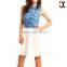 2015 women sleeveless denim shirt dress low skirt dress lace denim shirt women, white lace dress JXQ1250                        
                                                Quality Choice