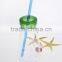 glass mason jar/ recycled glass jars/ honey and jam storage jar with straw