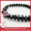 Faceted Black Spinel beads and Indian Rubies beads bracelet, high quality, precious stones, Indian Ruby bracelet, made in Japan