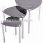 Nest of 3 Black Glass Triangular Table with Chrome Frame