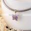 S259 Globalwin Purple And Orange Enamel 925 Europen Butterfly Charm Brand Crystal Paved Charm