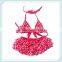 Hot pink dot satin swimwear for baby girls children kids two piece satin swimsuit bikini set 2-8Y