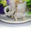 New metal puppy dog keychain crystal keychain gold silver keychain metal key chain