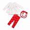 Christma Set Quality Baby Autumn Clothes Sets , Girls Boutique Dresses Outfits Plain Color Ruffle Style Long Sleeve Tops +Pants