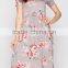 guangzhou bridesmaid dress Rayon ROSE PRINT ROUND NECK MIDI Dresses 2017 women summer dress